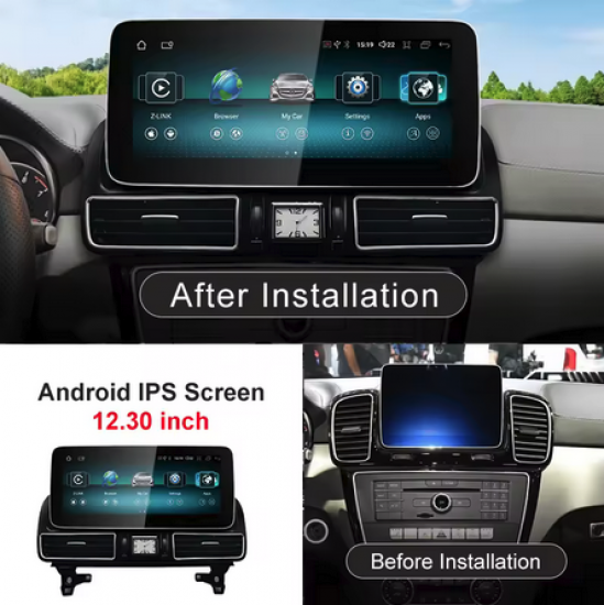 12,3" Android 14 Android Display Carplay für Mercedes GLE / AMG – Kabelloses CarPlay, GPS & OEM-Integration – Produktbild